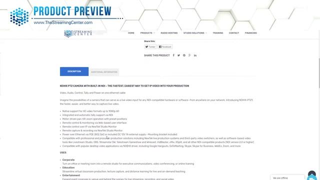 Facebook Live - Product Review June 5, 2019- NEWTEK TRICASTER PTZ NDI CAMERAS BUNDLE