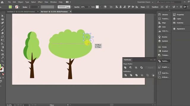 Flat Design Vector Trees in Adobe Illustrator | Adobe Illustrator Tutorial смотреть онлайн