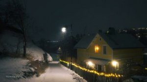 Ночная прогулка с сильным снегопадом в формате 4K HDR, Стокгольм, Швеция.