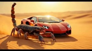 Слияние сил: животные и Lamborghini, гонки по пустыне! #слияние #животные #гибридныеживотные