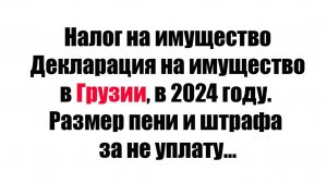 Налог и декларация на имущество в Грузии, в 2024 году. Размер пени и штрафа за не уплату...