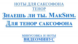 ВИДЕОМИНУС Знаешь ли ты  МакSим САКСОФОН ТЕНОР + PDF + МИНУС