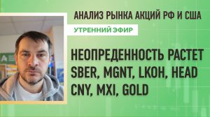 Анализ рынка акций РФ и США/ НЕОПРЕДЕННОСТЬ РАСТЕТ SBER, MGNT, LKOH, HEAD/ CNY, MXI, GOLD