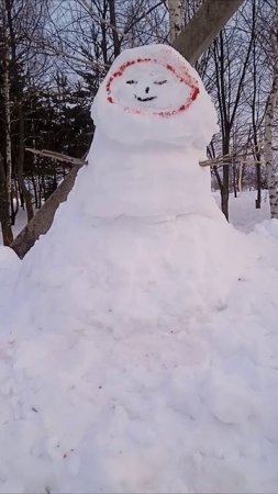 На прощание со снегом лепили снеговиков