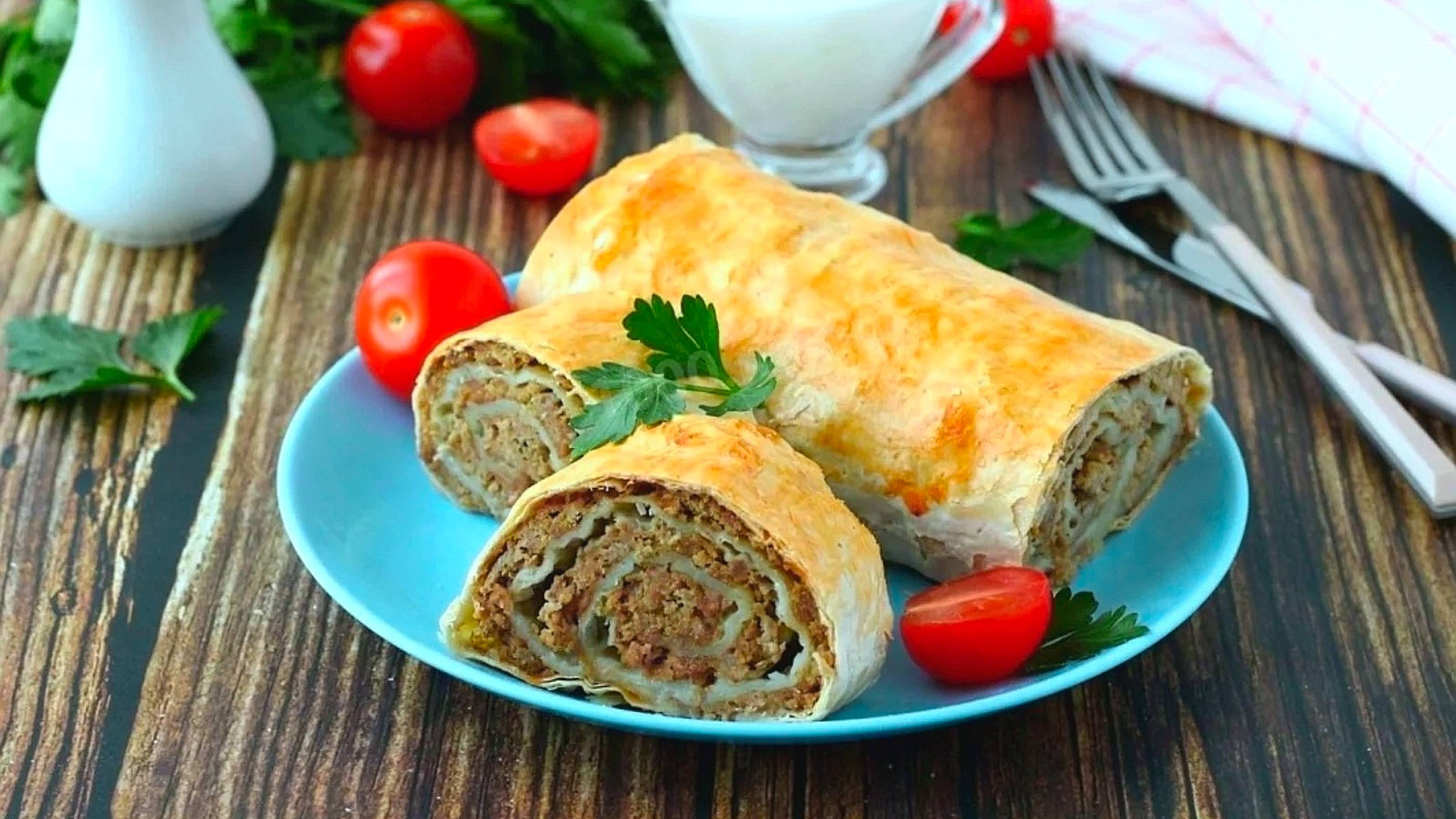ВКУСНЕЙШИЕ РУЛЕТИКИ из лаваша с фаршем на сковороде😋