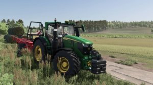 Farming Simulator 25 / Карта Zielonka / Перевозка круглых тюков травы John Deere 6R