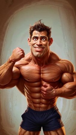 footage Professional Mode the man shows off his muscles 1