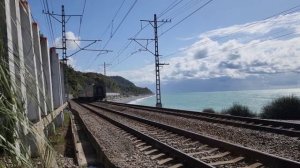 вдоль моря! крайний рейс двухэтажки 101-ого! ЭП20-051 с поездом №101 Москва-Адлер