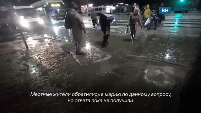 Воронежцы жалуются на затопленный пешеходный переход