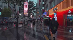 Прогулка под дождем по улице Каннам в Сеул | Travel Korea 4K HDR