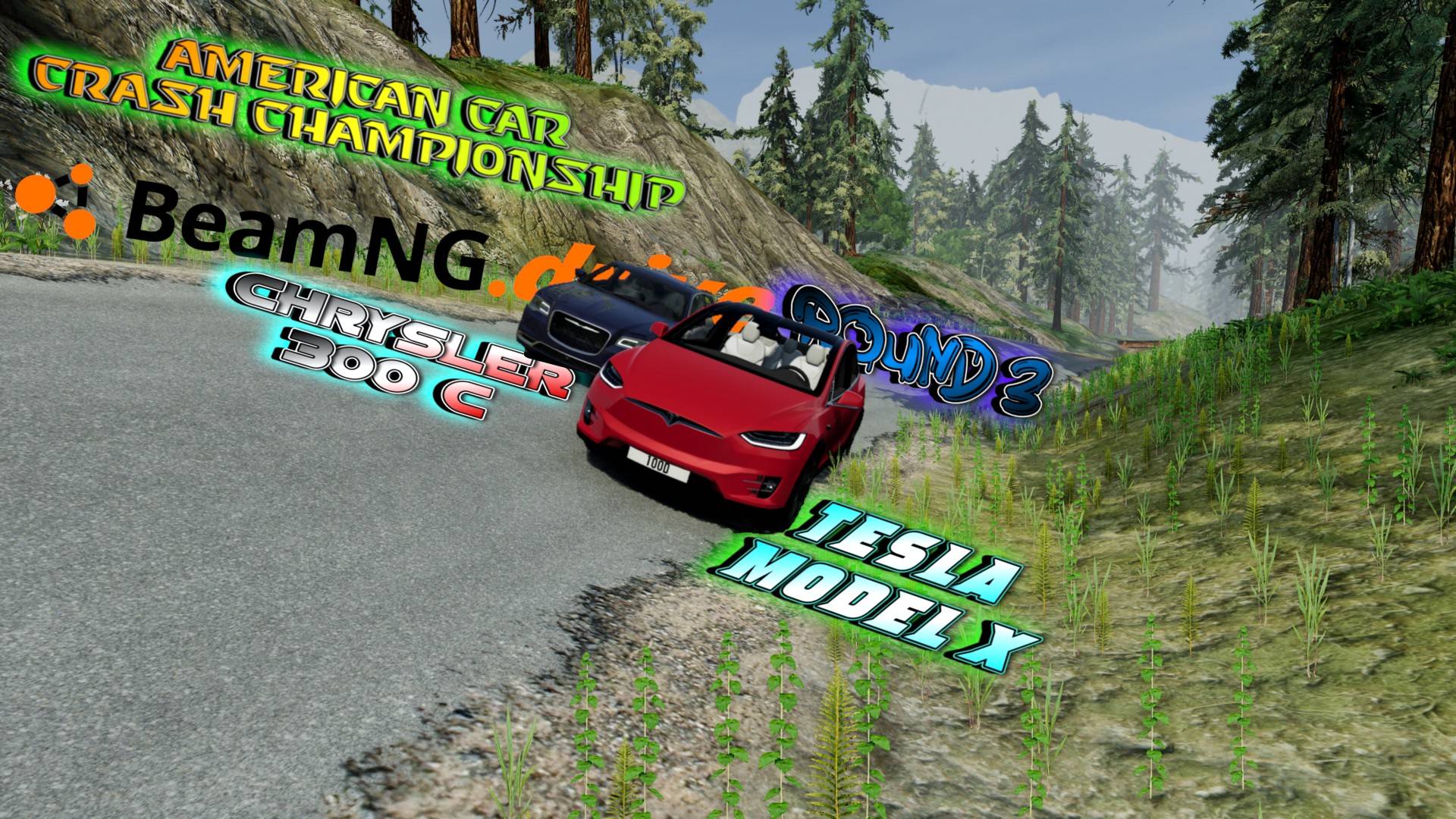ROUND 3/ CHRYSLER 300C VS TESLA MODEL X/AMERICAN CAR CRASH CHAMPIONSHIP BEAMNG DRIVE/