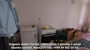 ДАРИТАЛ, УРДУ ЁНИДА 2 КАВАТДА 2 ХОНАЛИ КВАРТИРА БАРЧА ЖИХОЗЛАРИ БИЛАН СОТИЛАДИ. УЙ ЖОЙ НАРХЛАРИ 202