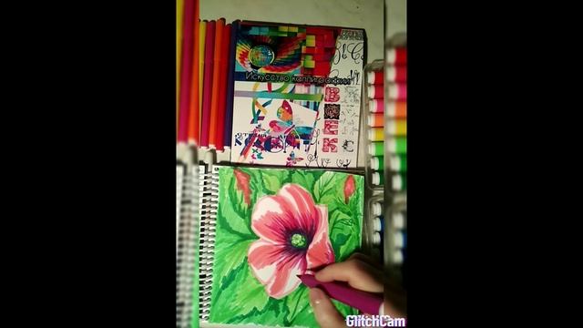 lesson маки в траве зарисовка