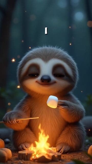 little sloth roasting marshmallows #cute #animals #fun #animals смотреть онлайн