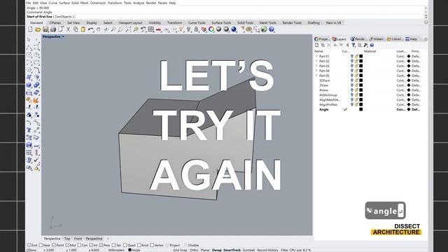 RHINO BASIC COMMANDS | GUIDE #6 | 3DFace, 3View, 4View, AddtoGroup, AlignMeshVertices, Angle