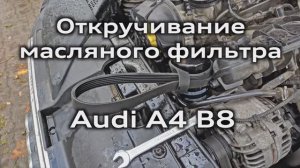 Откручивание масляного фильтра без съемника 1.8 TFSI Audi A4 B8 (Unscrewing the oil filter)