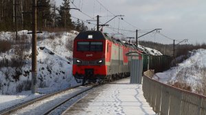 Поезда на перегоне Ревда - Решёты Свердловской железной дороги. Январь 2022 года