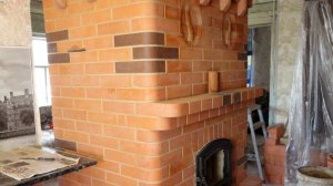 Каминопечь из кирпича для дома и дачи, с фальшь камином.