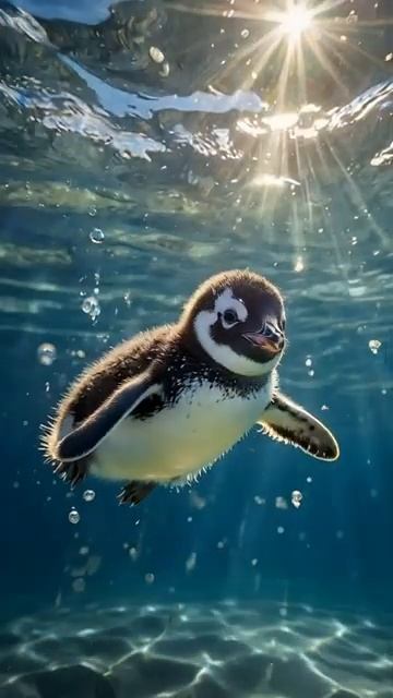 little penguin learns to swim (funny) #cute #animals #fun #animals смотреть онлайн