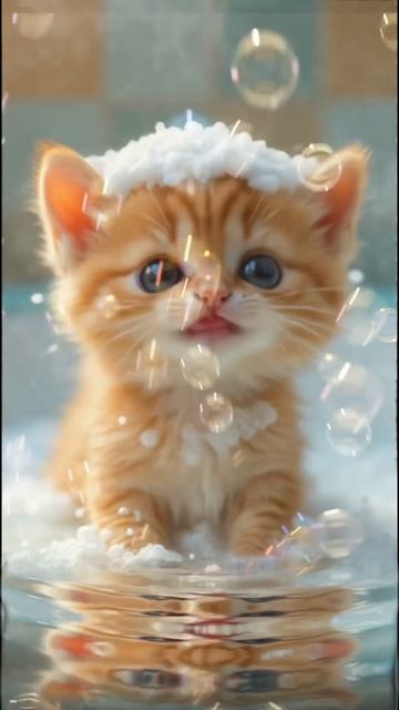 Have a good wash, cute kitten! Cat washes in the bathroom and sings a song #cat #cute #funny смотреть онлайн