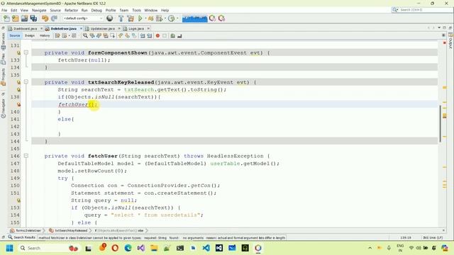 5. Attendance Management System using Camera, QR Code in Java - Delete User(JFrame, Mysql, Netbeans