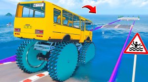 СМОЖЕТ ЛИ ГИГАНТСКИЙ ПАЗИК НА ПИЛАХ ПРОЕХАТЬ ГЛУБОКУЮ ЯМУ С ВОДОЙ В ГТА 5 МОДЫ - ЭКСПЕРИМЕНТЫ GTA 5