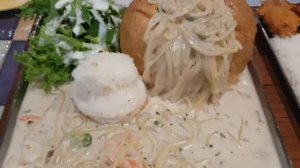 Steak & shrimp Carbonara Spageti #Short