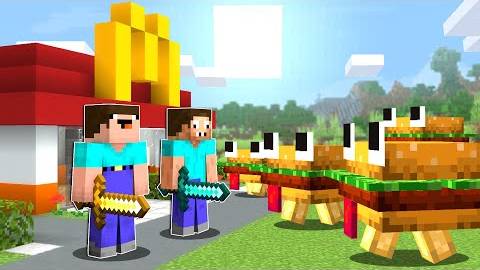 НУБ И ПРО ПОСТРОИЛИ ЗАЩИЩЕННЫЙ МАКДОНАЛЬДС ПРОТИВ БУРГЕРОВ МАЙНКРАФТ ! НУБИК ЛОВУШКА MINECRAFT смотреть онлайн