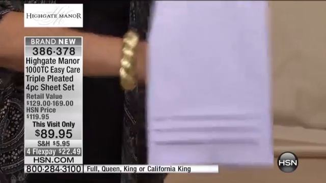 Highgate Manor 1000TC Easy Care Triple Pleated 4pc Sheet... смотреть онлайн