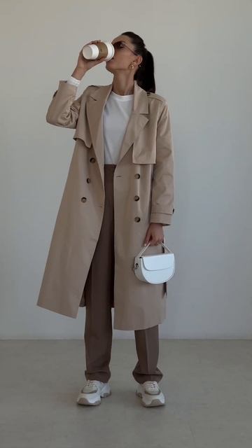 Будь каждый день стильной вместе с Merci Store 🕊️ #тренч #бежевыекроссовки #брюкипалаццо #логслив