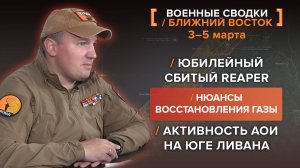 Юбилейный сбитый Reaper, нюансы восстановления Газы, активность АОИ на юге Ливана