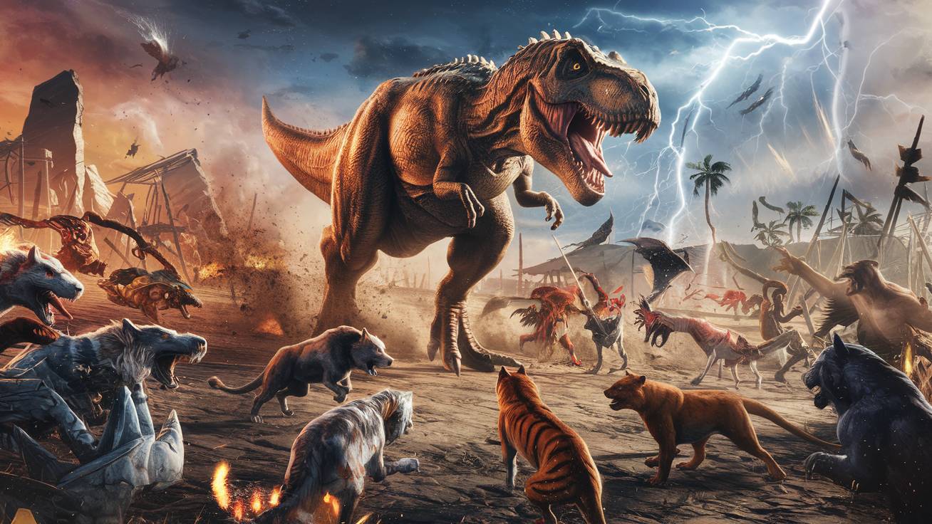Игра-симулятор: сможет ли этот динозавр победить всех противников? AnimalWarSimulator