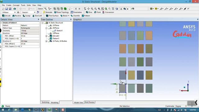 18 ansys design modeler pattern tool  hindi tutorial CADDIA