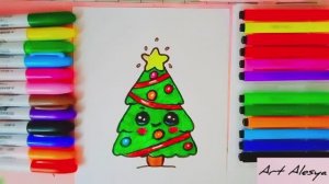 Как нарисовать новогоднюю ёлку!