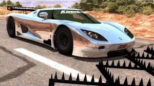 Тестирование на высокой скорости с шипованной полосой #24 - Краш-тест BeamNG Drive