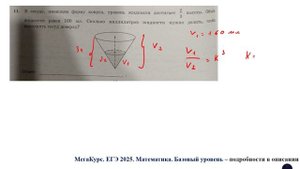 ЕГЭ. Математика. Базовый уровень. Задание 11. В сосуде, имеющем форму конуса, уровень жидкости