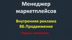 Внутренняя реклама WB - Видео 24 - Работа с рекламой - Первые показатели