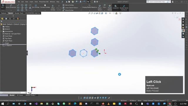 Solid works Tutorial - Reference Geometry, Revolve, Pattern,Trim in sketch and Rendering.