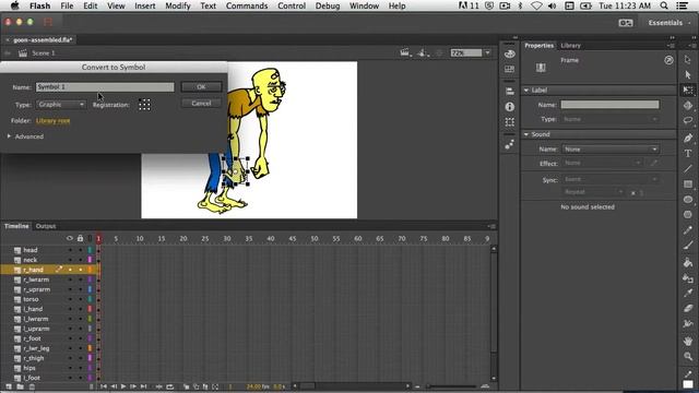 Flash (any version): Walk cycle without bones (1 of 3 - rigging) смотреть онлайн
