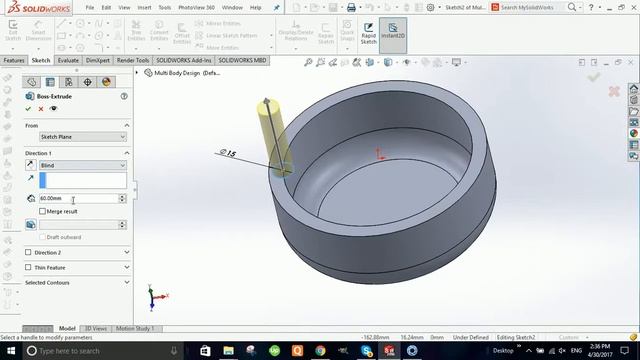 Solidworks 2016 Tutorial;Multi Body Part Designing