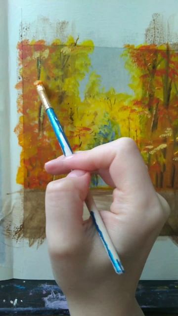 Рисуем осень маслом#art #drawing #sketch #oilpainting #картинамасломнахолсте #рисунок #картинамасло
