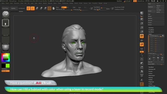 #AskZBrush: “How can I fill a Subtool with color when using a layer in record mode?”