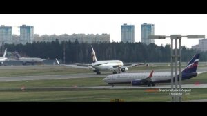 Боинг 767-300  МИАТ - Монгольские авиалинии в Шереметьево. Вечерняя посадка.