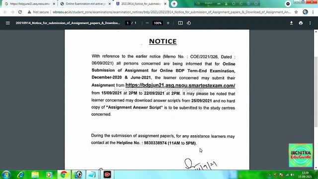 NSOU BDP ASSIGNMENT SUBMISSION 2021 | NSOU BDP ONLINE ASSIGNMENT 2021 EXAM LIVE