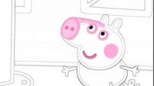 Раскрашиваем Свинка Пеппа с семьёй в Замке Волшебная Раскраска для малышей