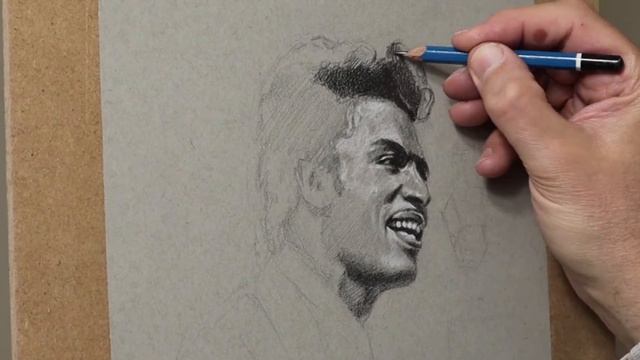 How to draw a realistic portrait on Toned paper. Narrated Tutorial. Little Richard Tribute смотреть онлайн