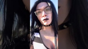 Hot Gothic Crossdresser in Mini Dress in Public