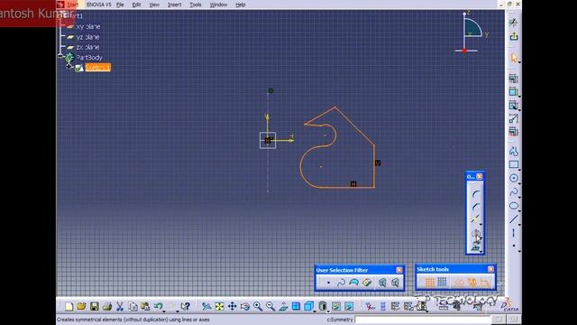 CATIA v5 | DASSAULT SYSTEMES | Walkthrough Part - 23 | SYMMETRY SKETCH