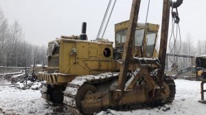 Трубоукладчик Коматсу тяжелый запуск в сильный мороз