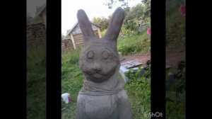 Заяц из цемента, фигура для сада своими руками